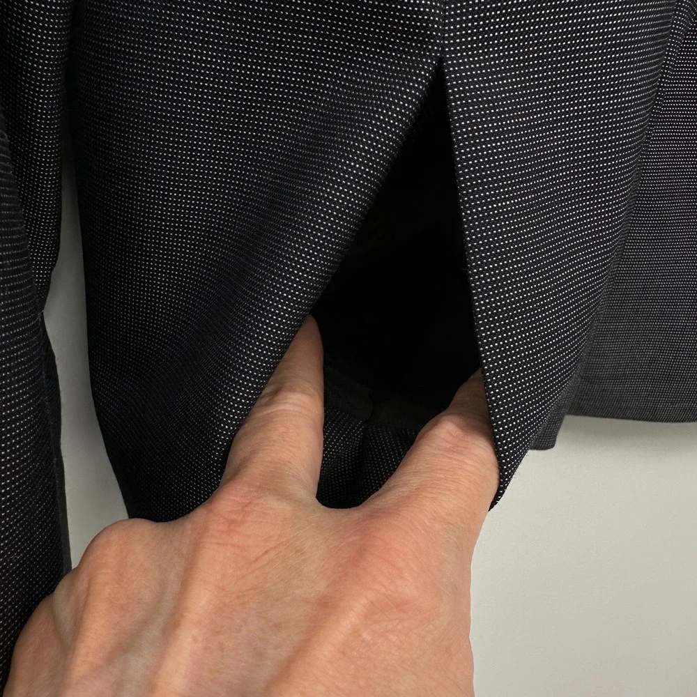 Lafayette 148 New York‎ Blazer Jacket Size 16 Wool Silk Lined Blue Quiet Luxury